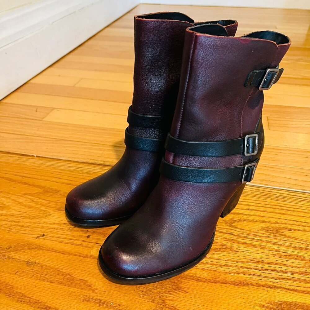 Kork Ease Women's Brown Black Leather Buckle Zip Boots Size 6.5 M - Picture 12 of 16